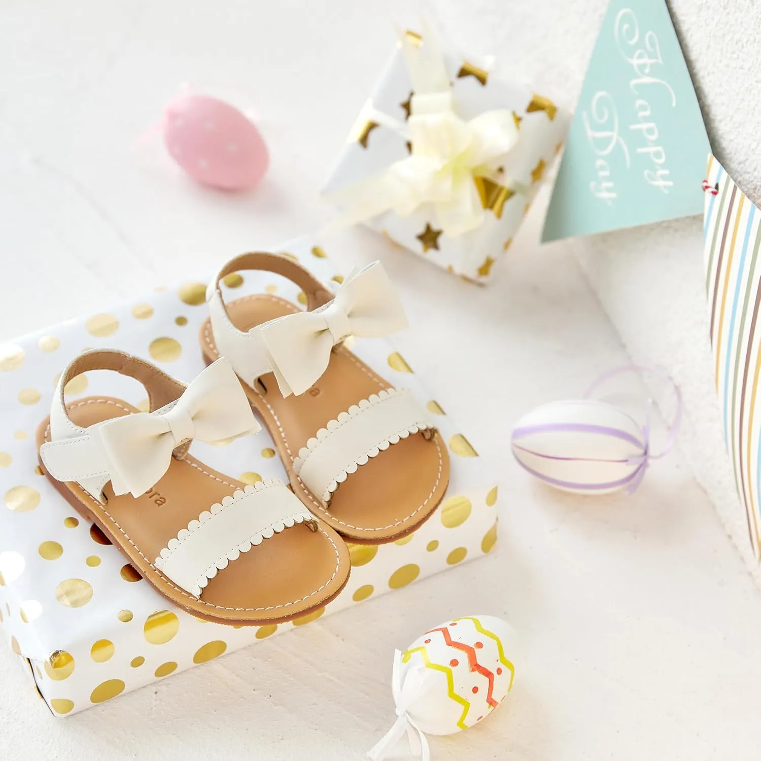 Felix & Flora Toddler Girl Sandals - Flower Girl Dress Shoes Open Toe Little Kid Summer Flats