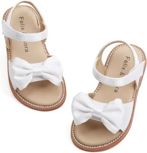 Felix & Flora Toddler Girl Sandals - Flower Girl Dress Shoes Open Toe Little Kid Summer Flats