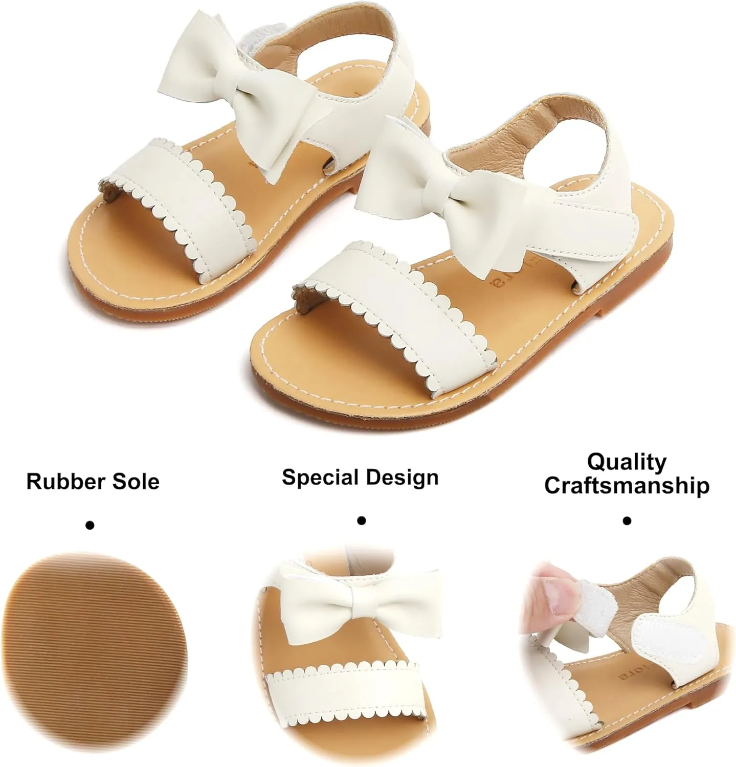 Felix & Flora Toddler Girl Sandals - Flower Girl Dress Shoes Open Toe Little Kid Summer Flats
