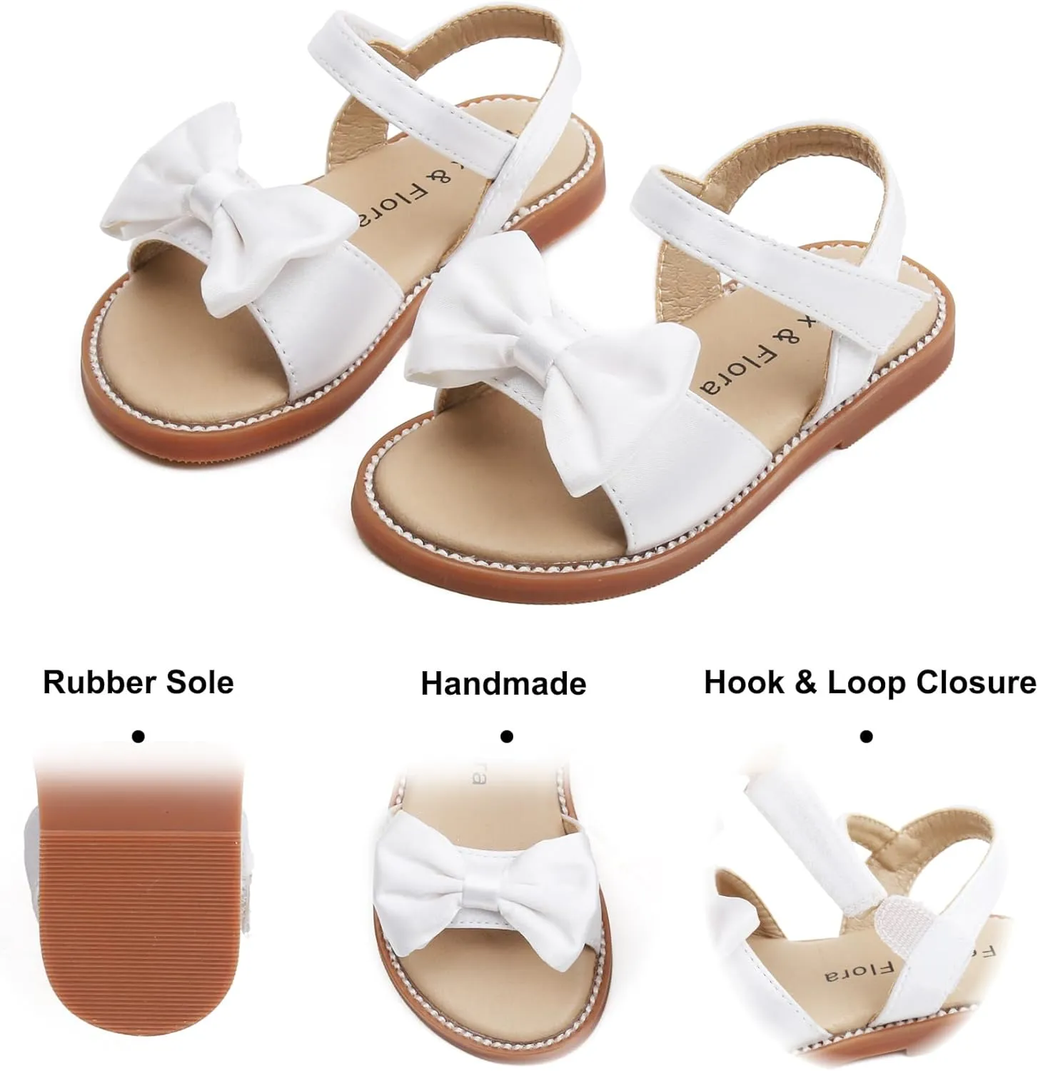 Felix & Flora Toddler Girl Sandals - Flower Girl Dress Shoes Open Toe Little Kid Summer Flats