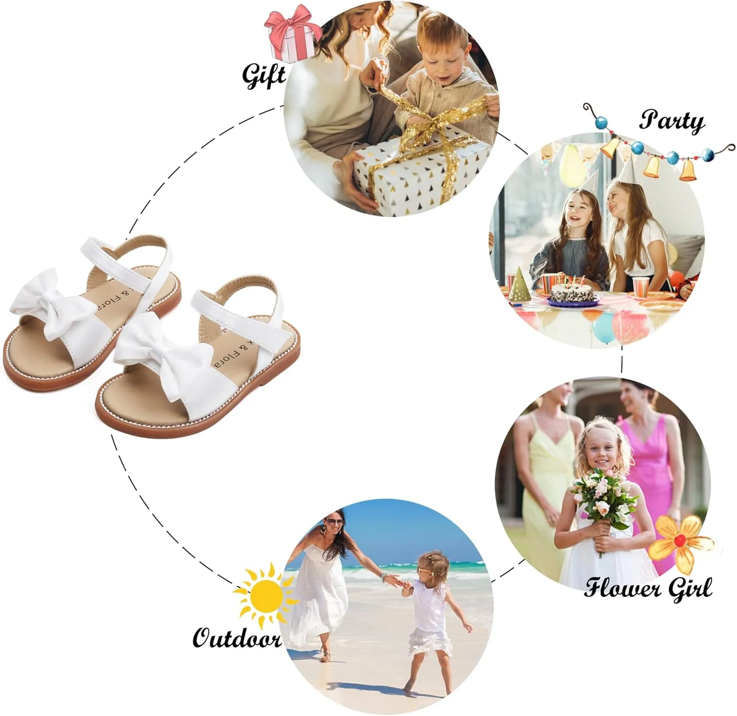 Felix & Flora Toddler Girl Sandals - Flower Girl Dress Shoes Open Toe Little Kid Summer Flats