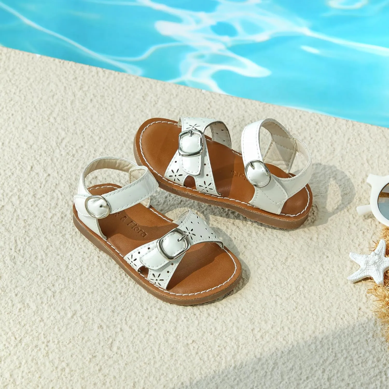 Felix & Flora Toddler Girl Sandals - Flower Girl Dress Shoes Open Toe Little Kid Summer Flats
