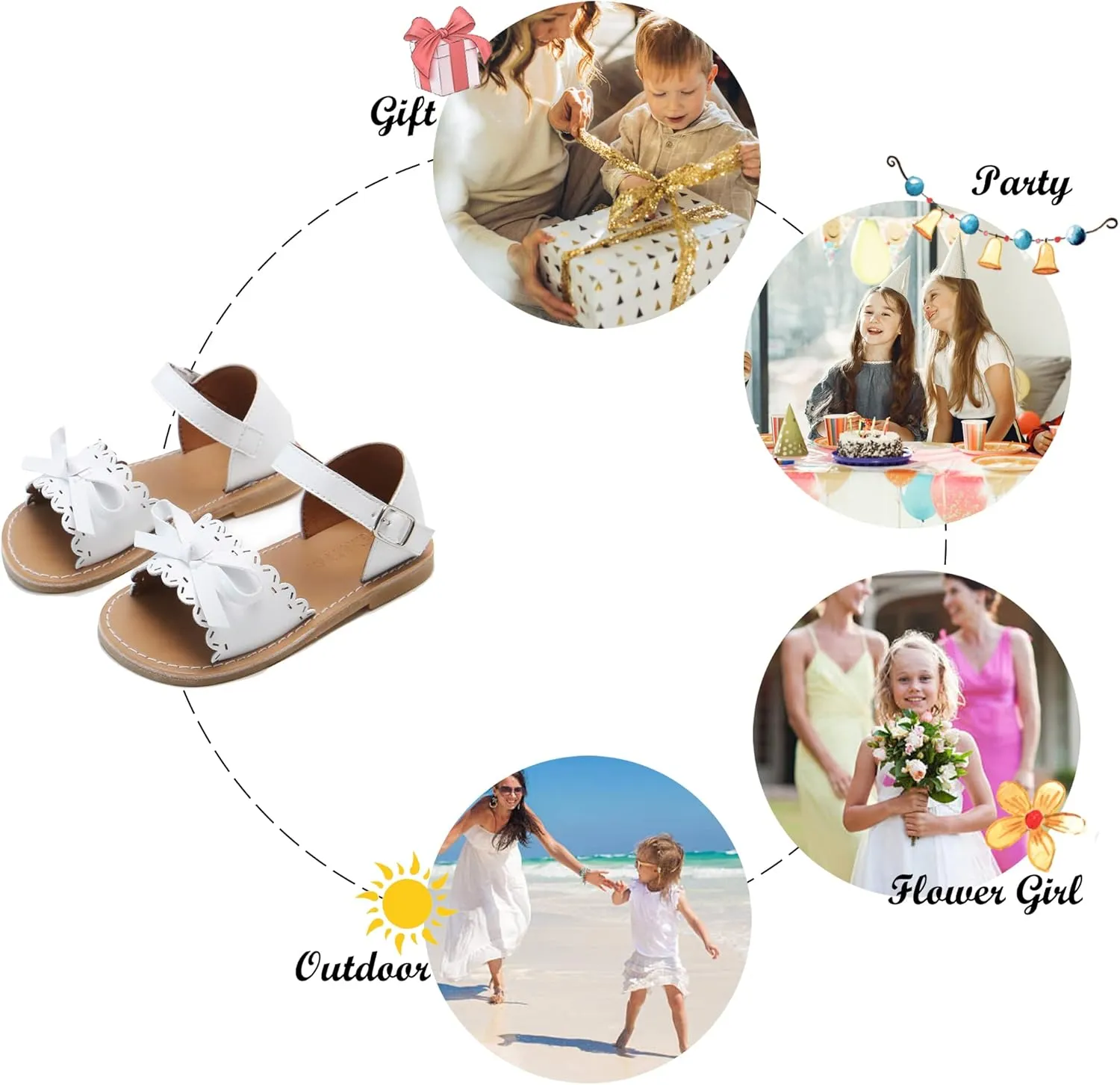 Felix & Flora Toddler Girl Sandals - Little Girl Easter Summer Dress Shoes Lightweight Open Toe Beach Holiday.