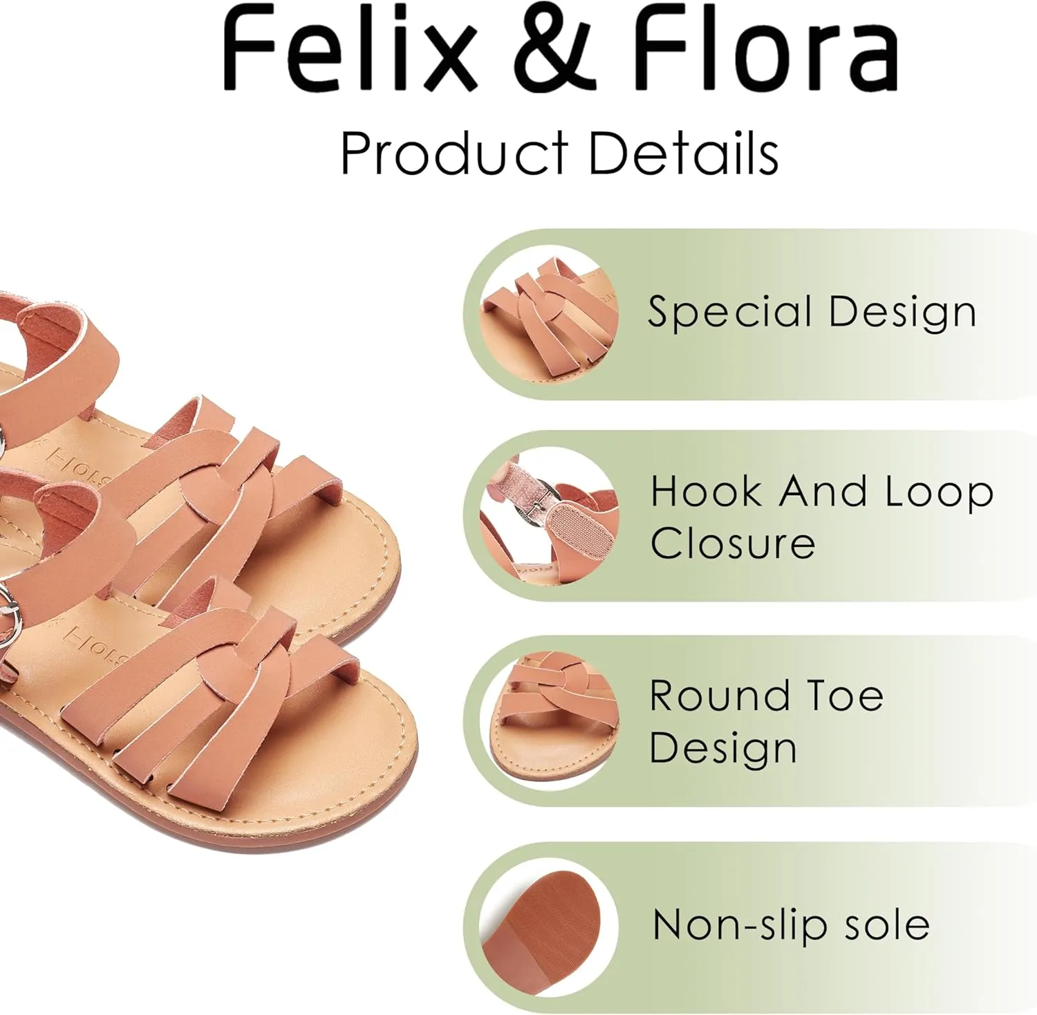 Felix & Flora Toddler Girl Sandals - Little Girl Easter Summer Dress Shoes Lightweight Open Toe Beach Holiday.