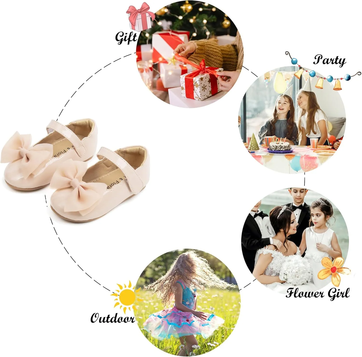 Felix & Flora Toddler Girls Dress Shoes - Little Girl Ballet Mary Jane Flats Party School Wedding