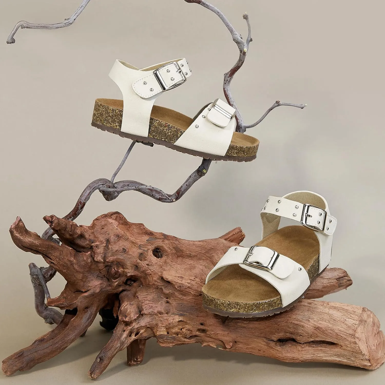 Felix & Flora Toddler Girls Sandals Flower Girl Cork Footbed Open Toe Comfort Princess Summer Flat Shoes