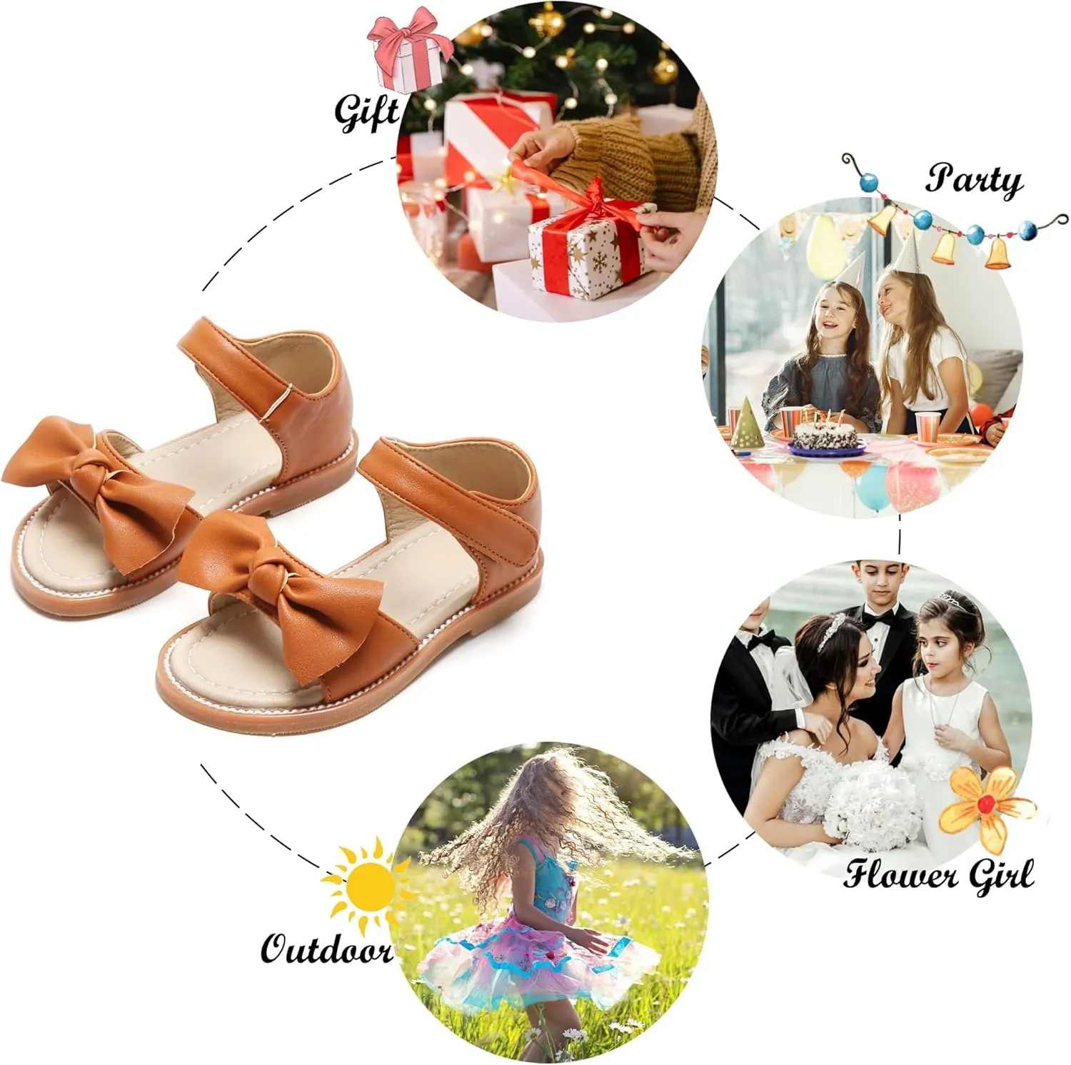 Felix & Flora Toddler Girls Sandals Soft Rubber Flats Summer Baby Flower Girl Shoes.