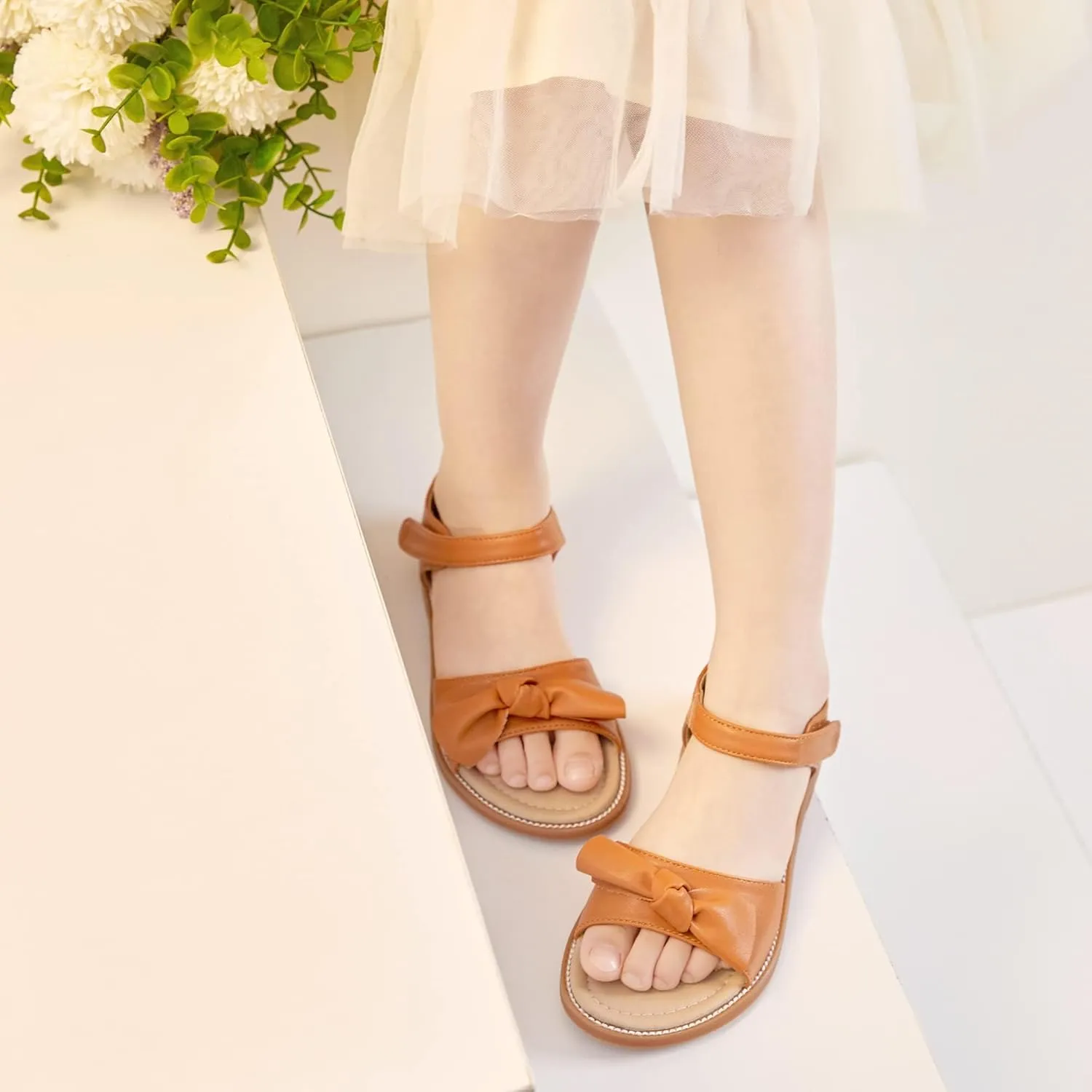 Felix & Flora Toddler Girls Sandals Soft Rubber Flats Summer Baby Flower Girl Shoes.