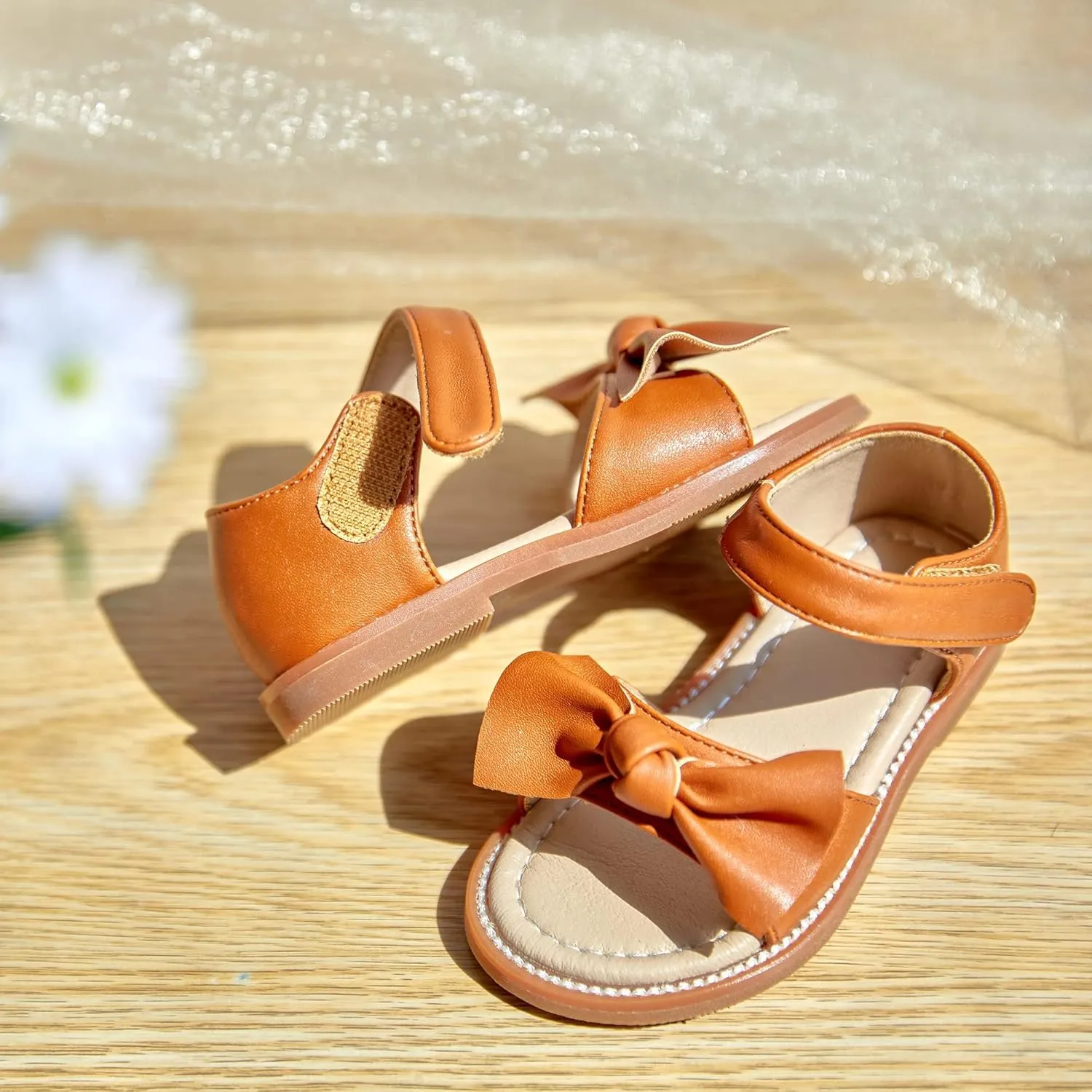 Felix & Flora Toddler Girls Sandals Soft Rubber Flats Summer Baby Flower Girl Shoes.