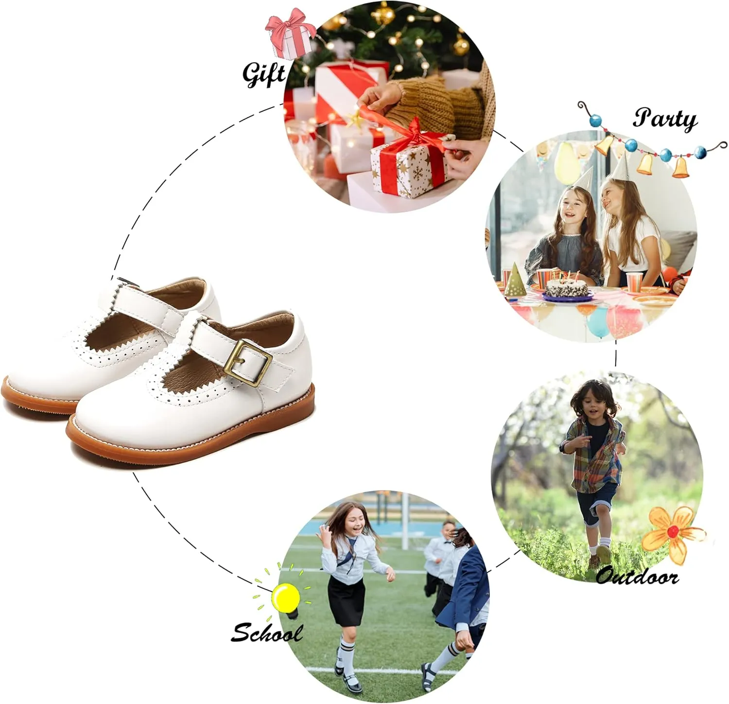 Felix & Flora Toddler Little Girl Mary Jane Dress Shoes - Ballet Flats for Easter Flower Girl Party School Shoes.