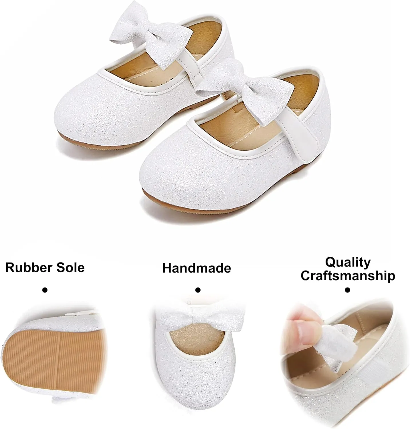 Felix & Flora Toddler Little Girls Dress Shoes - Flower Girls Mary Jane Flats Ballet Shoes Party Wedding