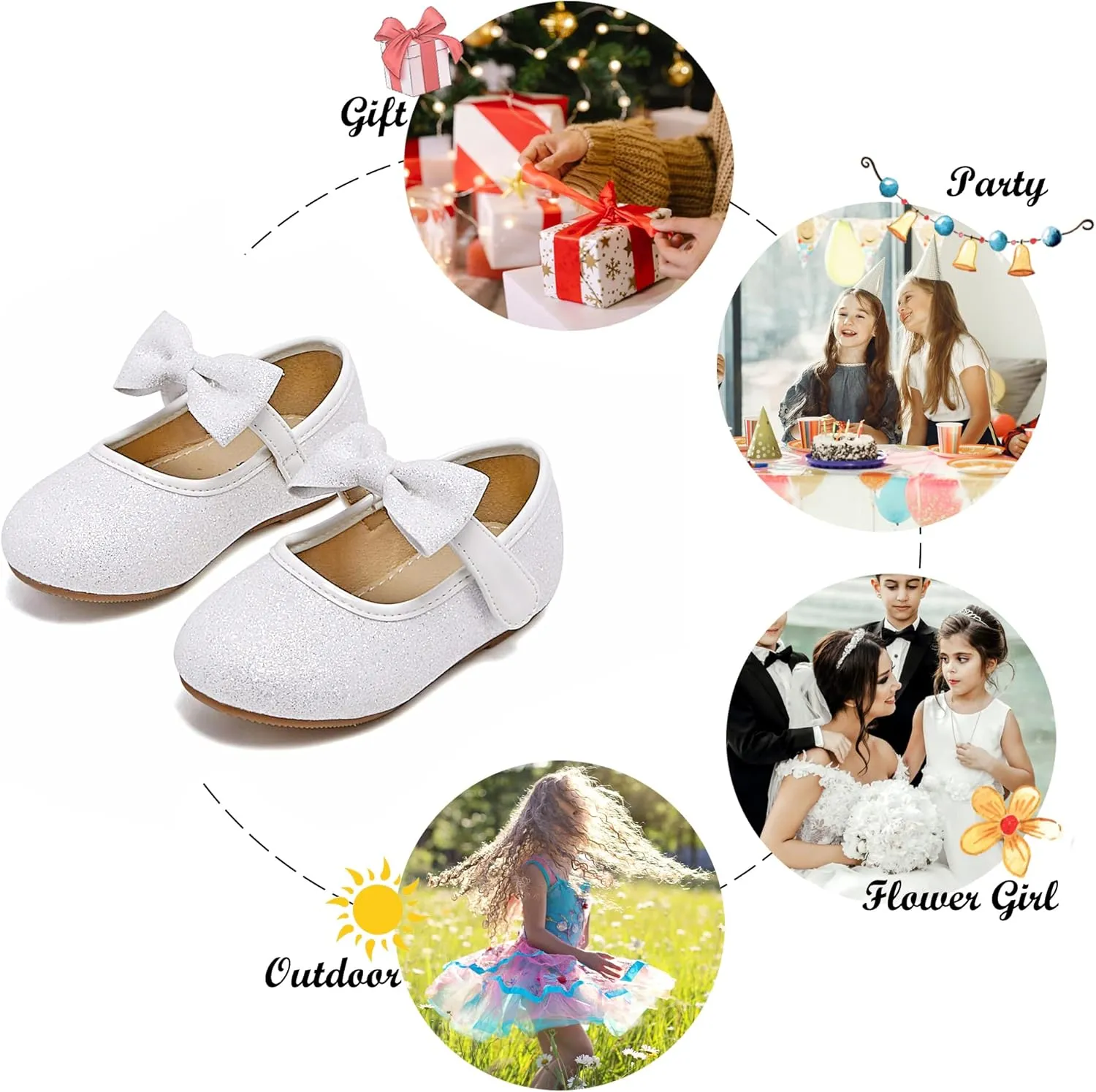 Felix & Flora Toddler Little Girls Dress Shoes - Flower Girls Mary Jane Flats Ballet Shoes Party Wedding