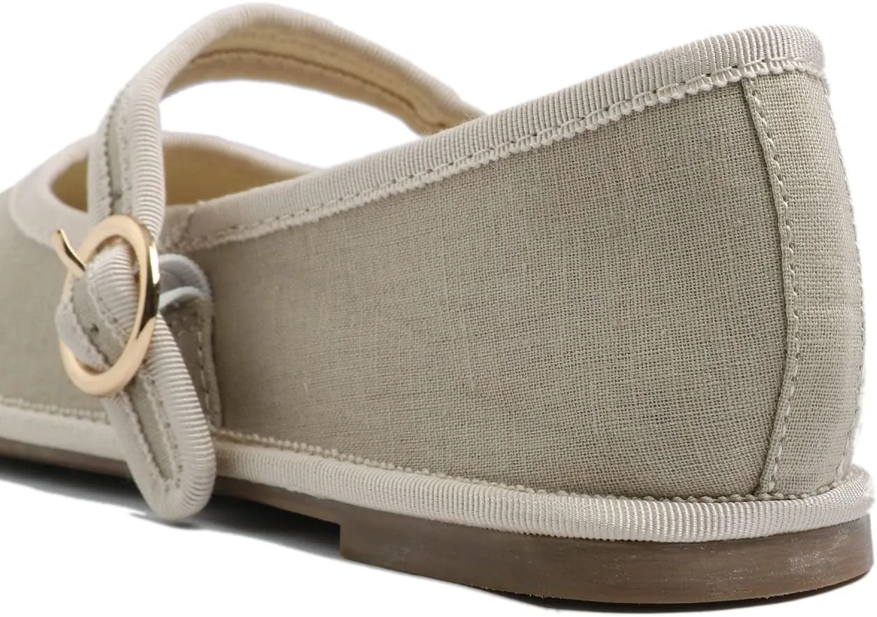 FEVERSOLE Women's Soft Breathable Mary Jane Memory Foam Cushioned Comfort Round Toe Metal Buckle Flats Walking Shoes