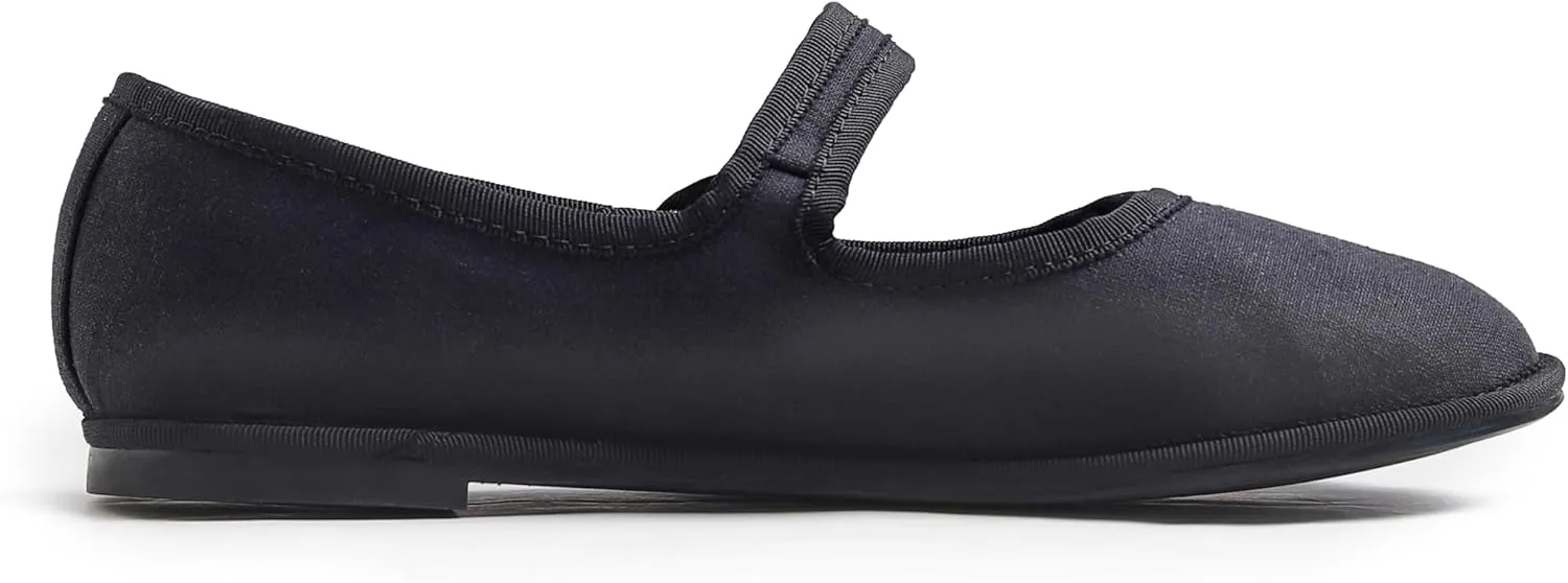 FEVERSOLE Women's Soft Breathable Mary Jane Memory Foam Cushioned Comfort Round Toe Metal Buckle Flats Walking Shoes
