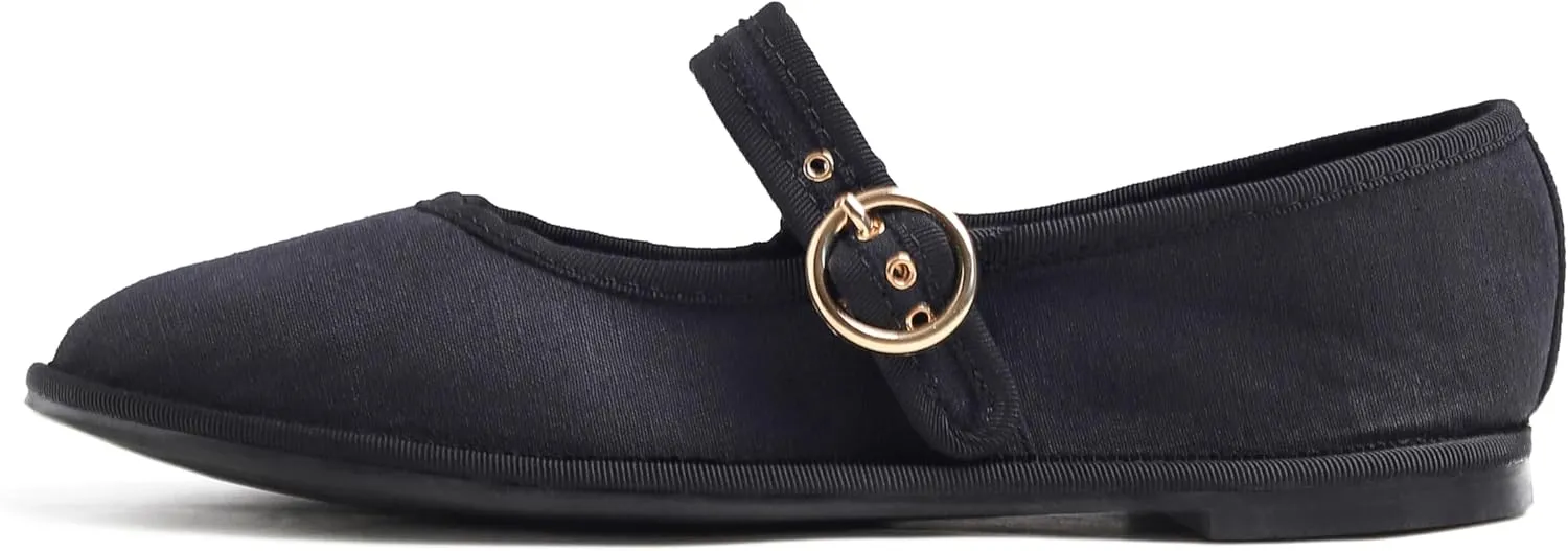 FEVERSOLE Women's Soft Breathable Mary Jane Memory Foam Cushioned Comfort Round Toe Metal Buckle Flats Walking Shoes