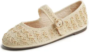 FEVERSOLE Women's Soft Breathable Mary Jane Memory Foam Cushioned Comfort Round Toe Metal Buckle Flats Walking Shoes