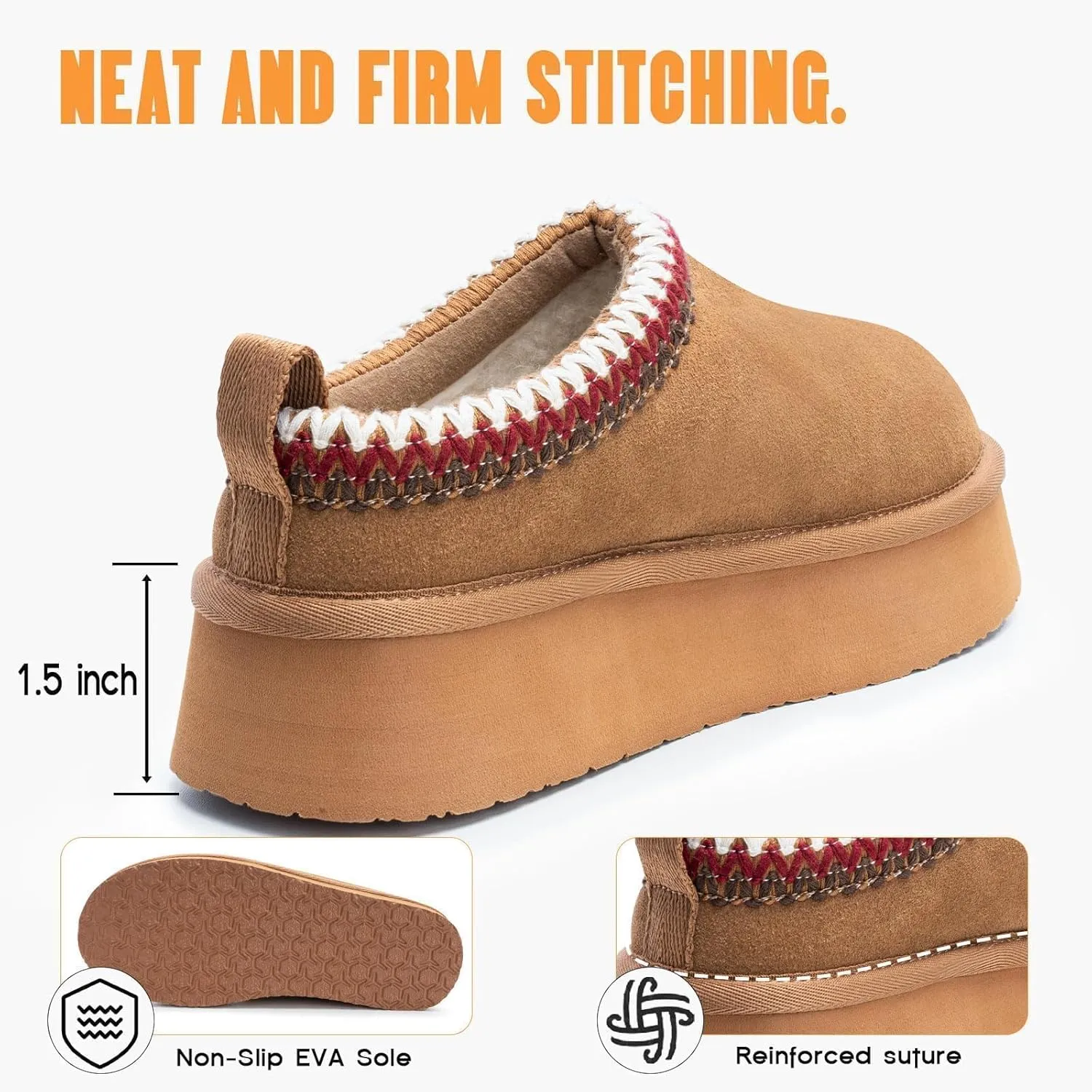 FITORY Womens Platform Slippers, Suede Ankle Boots with Fleece-lined for Indoor Outdoors Size 6-11