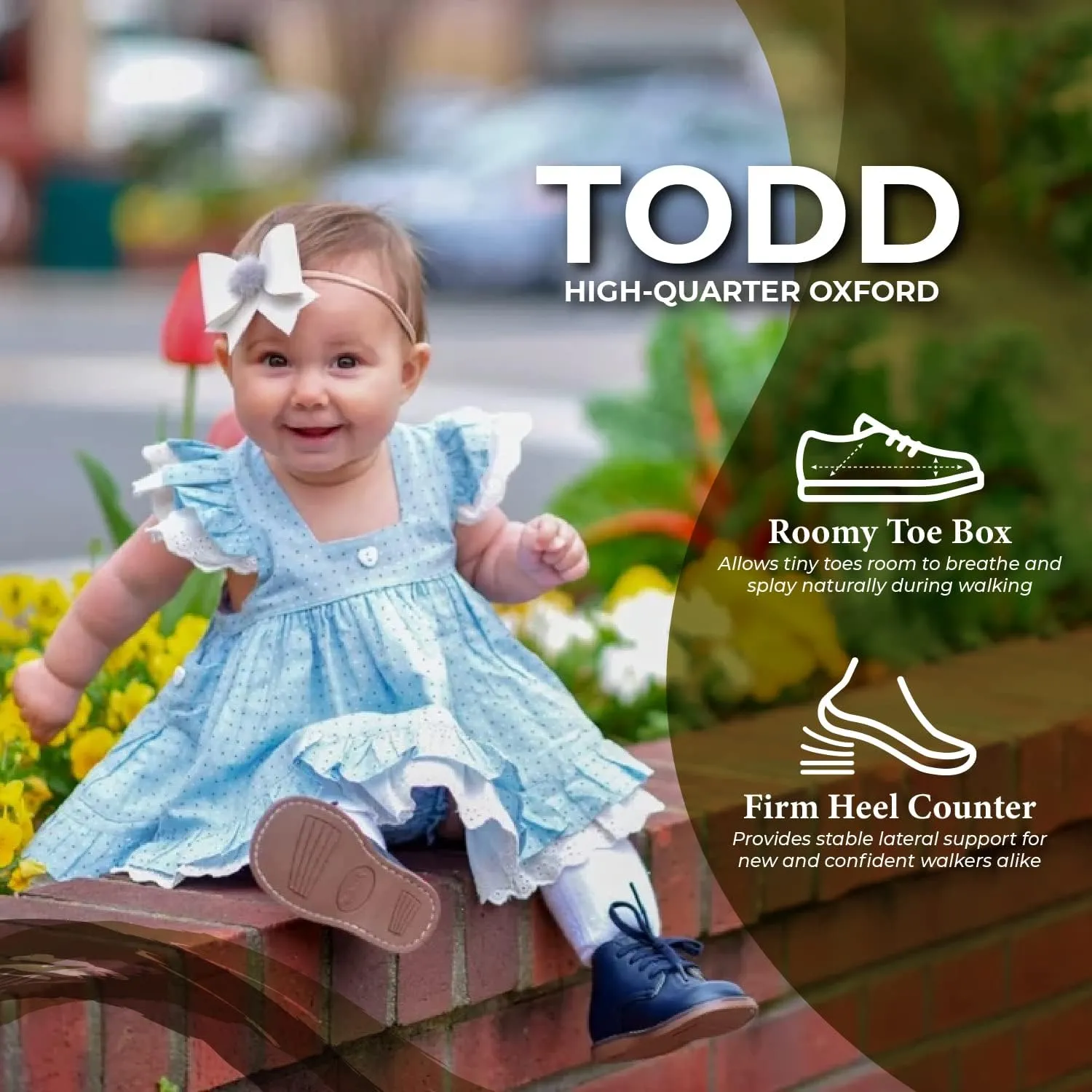 FOOTMATES Todd Lace-Up Bootie Leather Toddler and Baby Walking Shoes with Wide Toe Box and Custom-Fit Insoles, Non-Marking Outsoles - For Infants and Toddlers, Ages 0-4