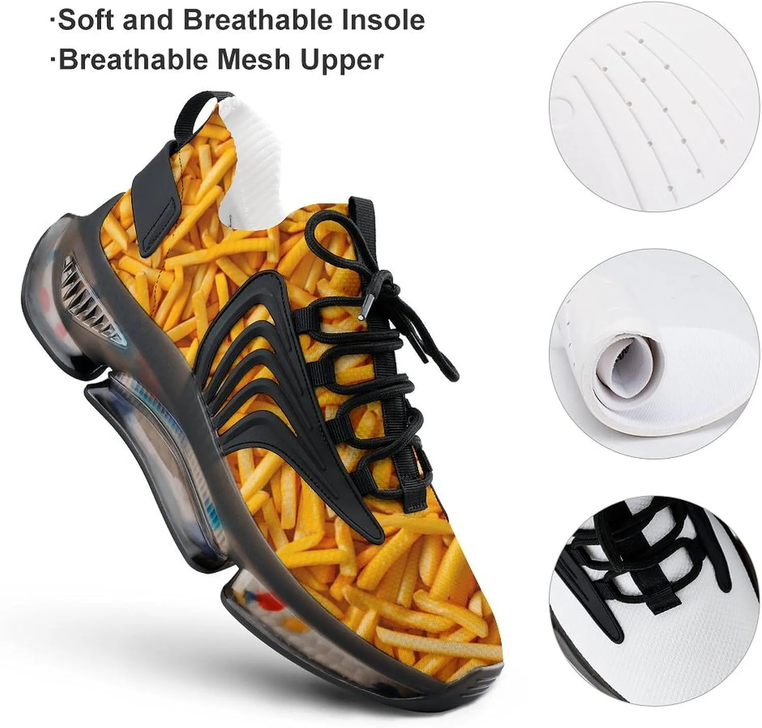 French Fries Food Funny Men's Sneakers Lightweight Running Shoe Tennis Shoes