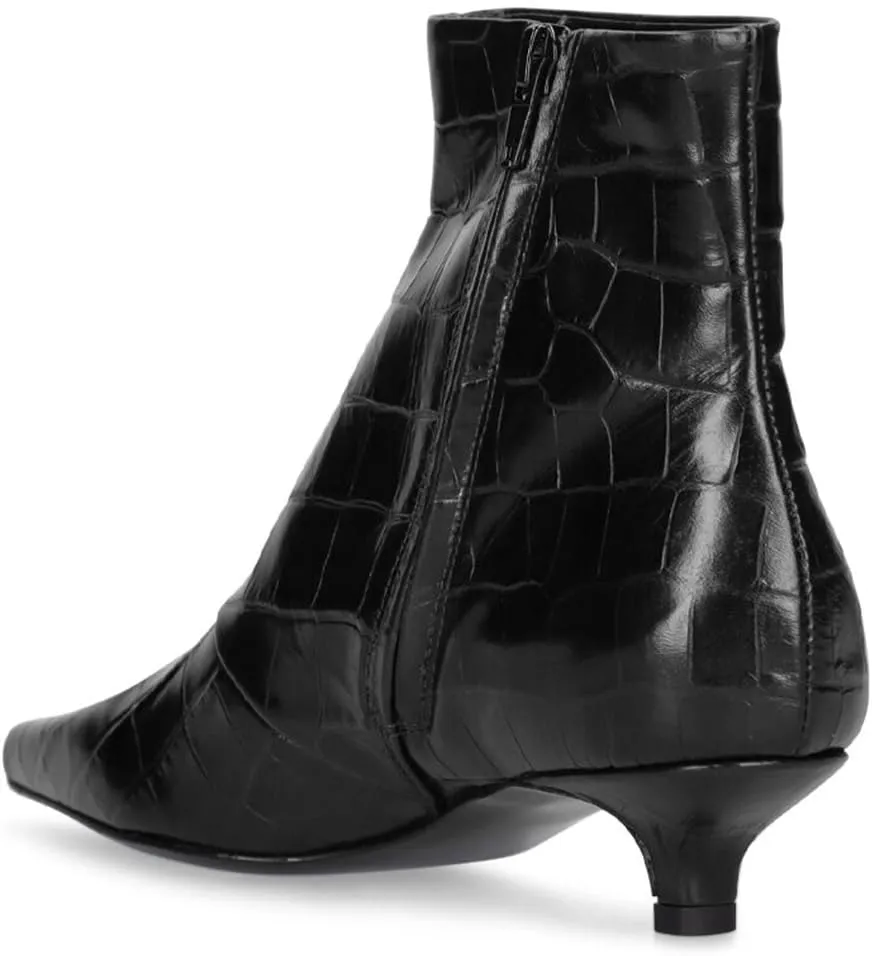 FSJ Women Square Closed Toe Ankle Boots Low Kitten Heel Side Zipper Fashion Short Booties Comfy Prom Party Shoes Size 4-16 US