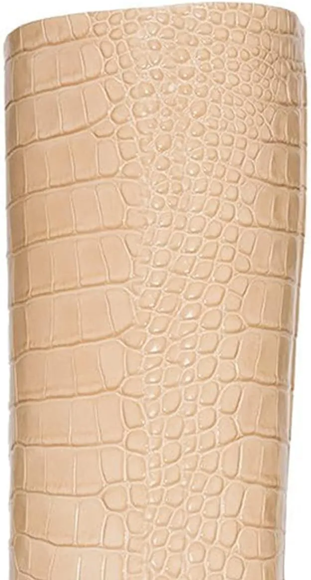 FSJ Women Trendy Studded Knee High Stretch Long Boots Pointed Toe Crystal Block Chunky Heel Comfort Winter Warm Faux Suede Pull On Shoes Size 4-15 US