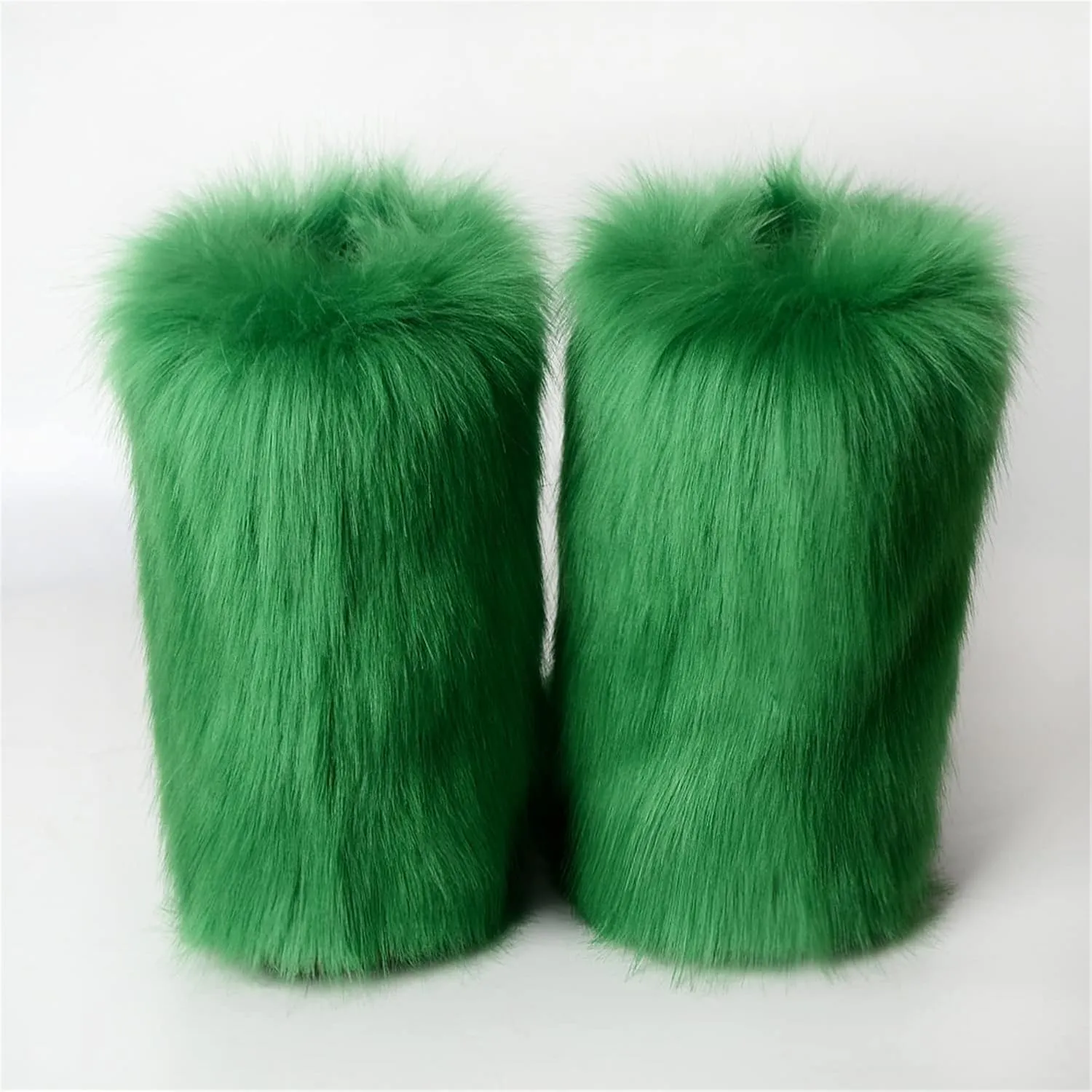 FUNCOS Women's Faux Fur Boots Warm Fuzzy Fluffy Winter Halloween Party Costume Shoes