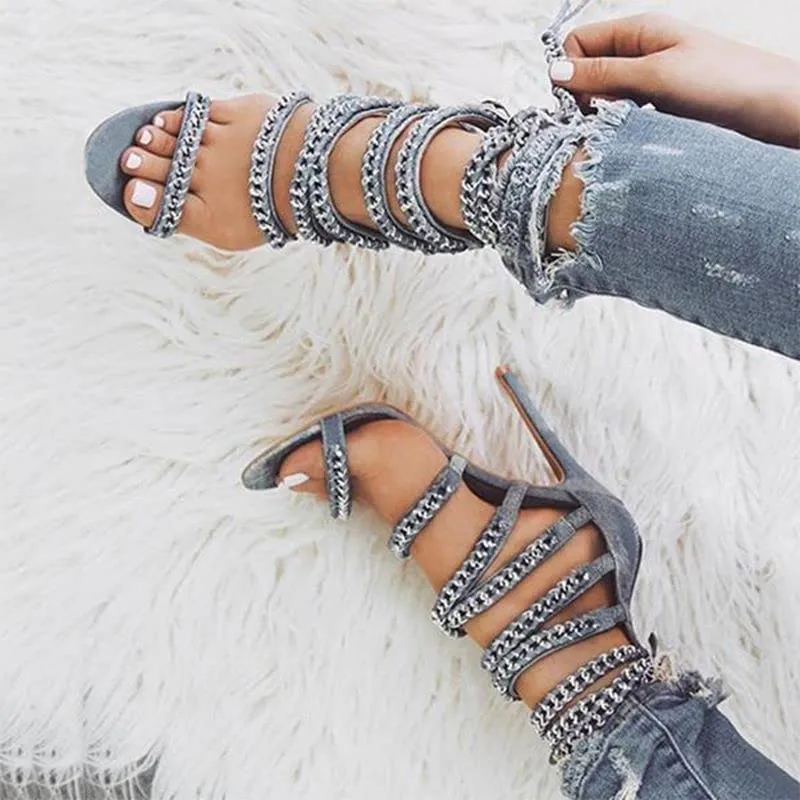 FurinFashion Sexy RLH1 Rope Lace Up Heeled Sandals For Women Fashion Tavel Wear Strappy Heels Sandals Stiletto With High Heels And Ankle Strap (7, camel)