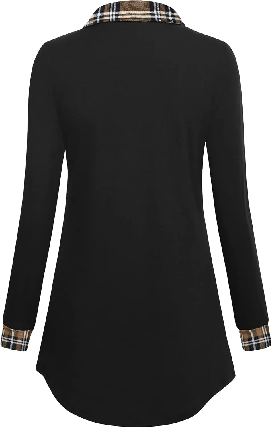 Gaharu Women's Swing Tunic Notch Collar Ladies Button Sweatshirt Long Sleeve Pullover Shirt Tops