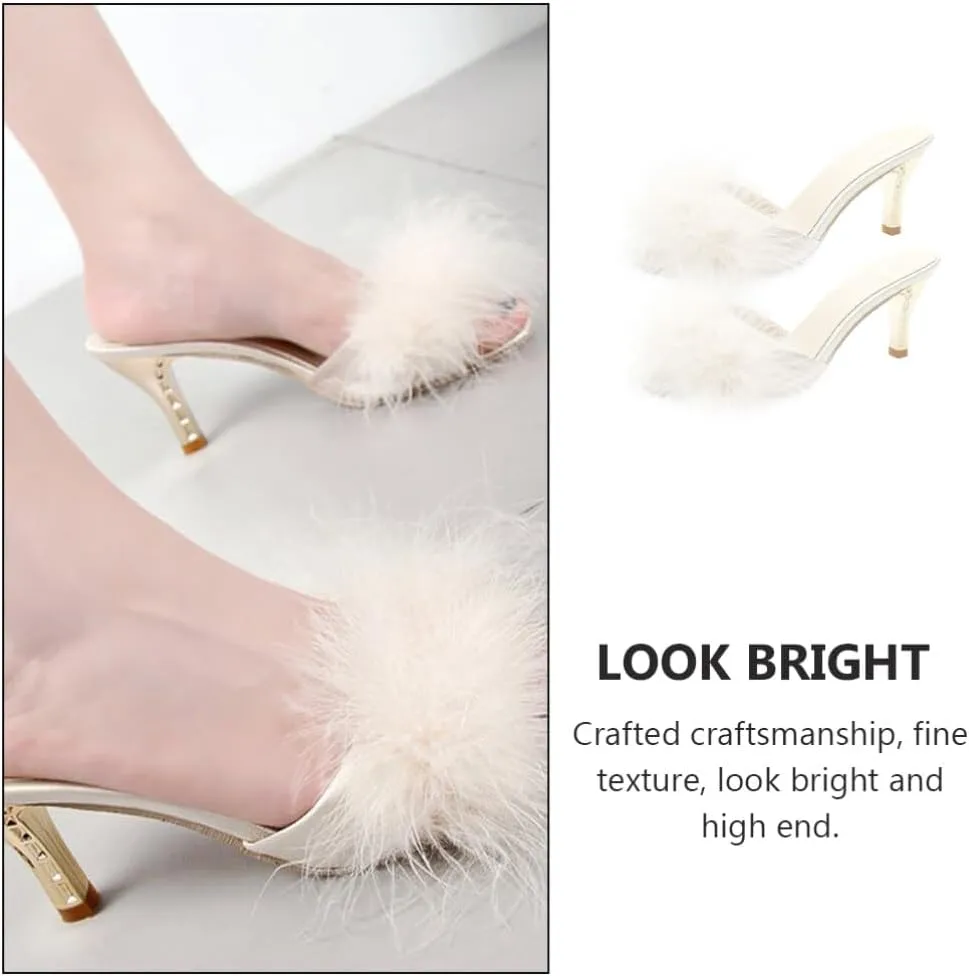 GANAZONO 1 Pair Hairy High Heel Slippers Hairy Sandalsel Female Summer Outside