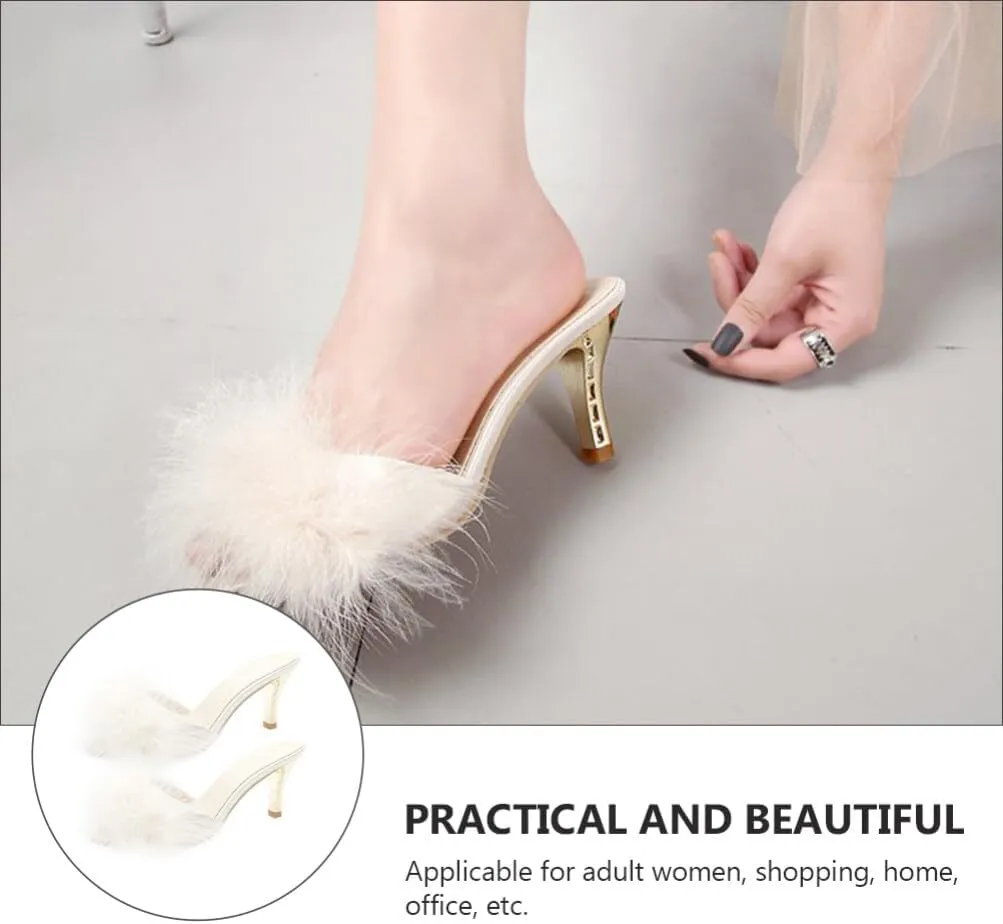 GANAZONO 1 Pair Hairy High Heel Slippers Hairy Sandalsel Female Summer Outside