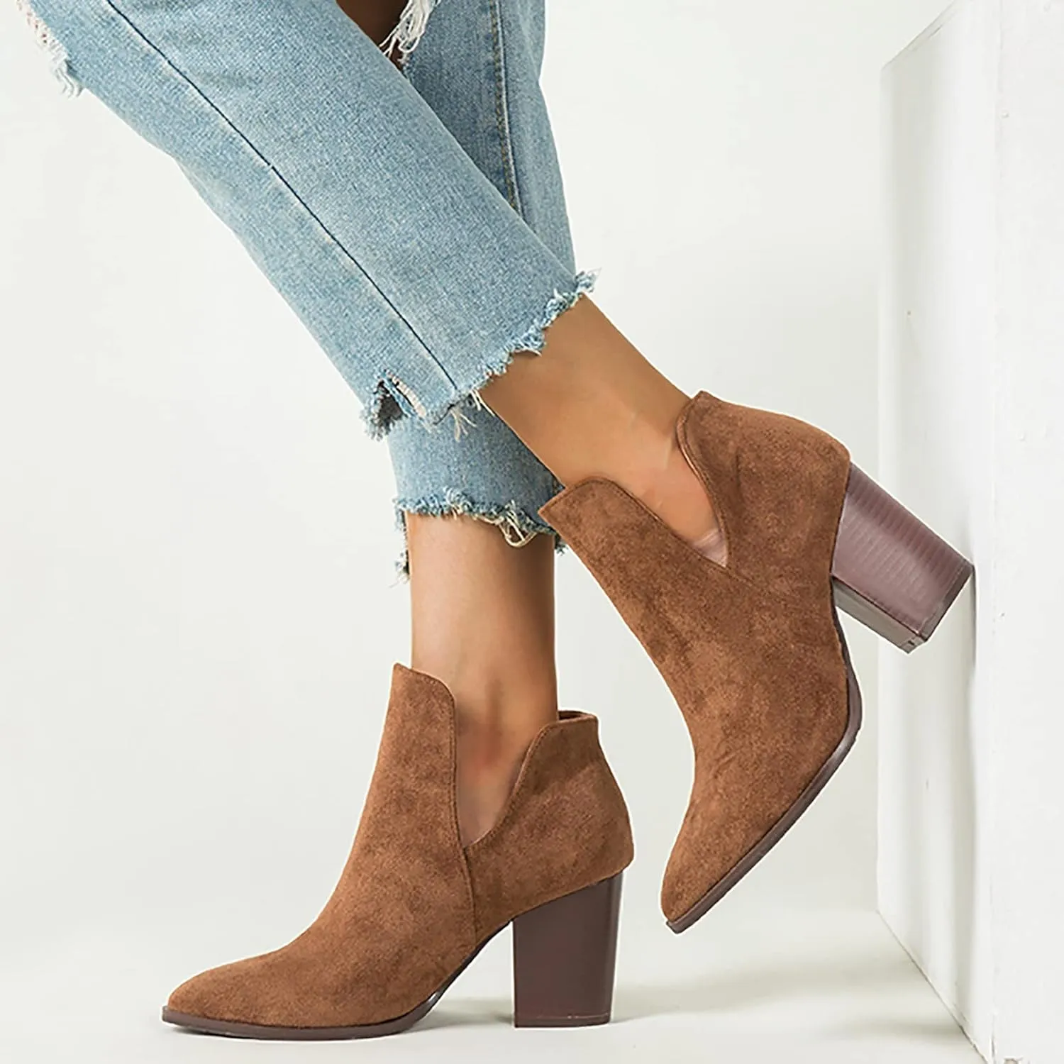 Gibobby Cowboy Boots for Women Square Toe Women Cowgirl Boots Ladies Retro Ankle Boots Embroidered Western Short Boots 52