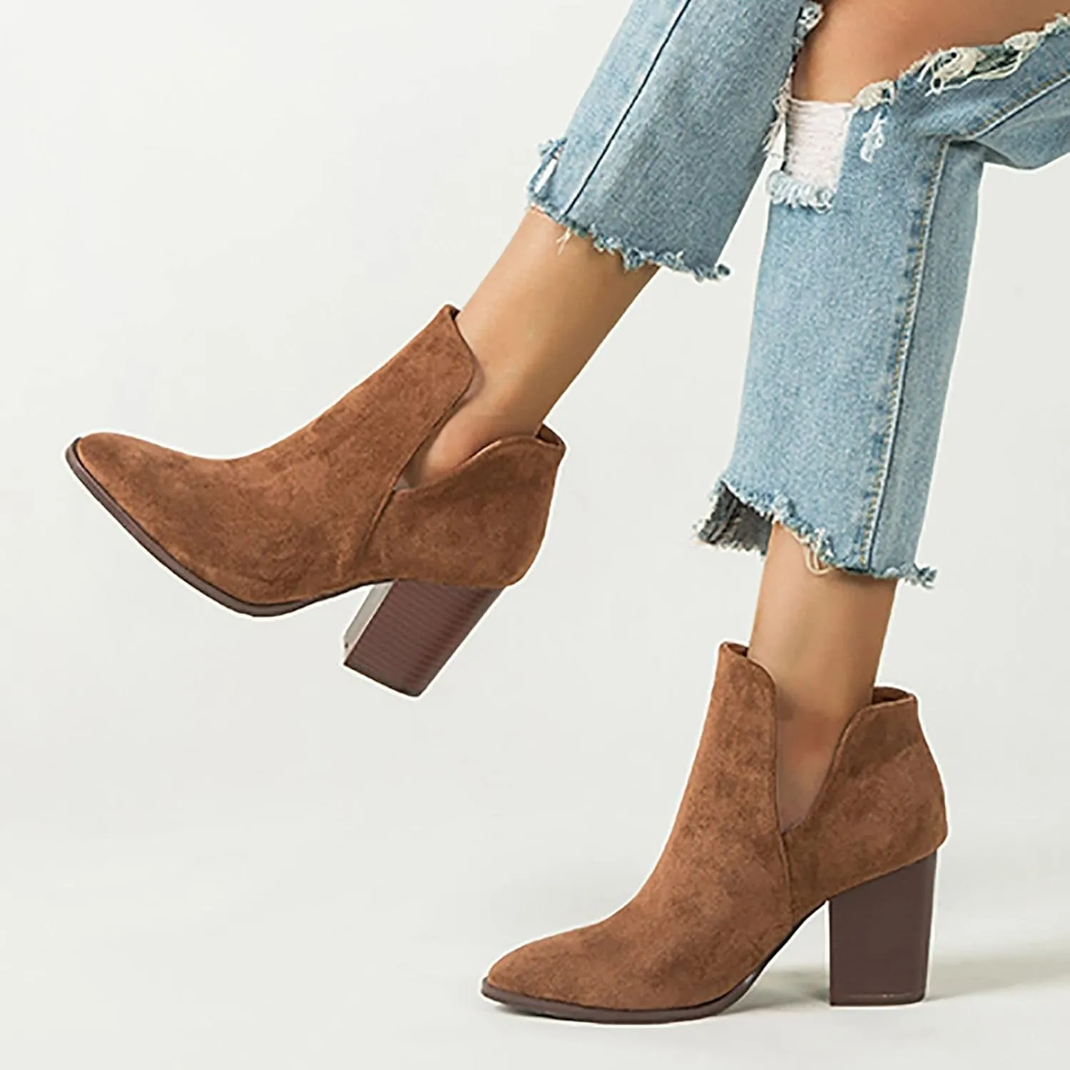 Gibobby Cowboy Boots for Women Square Toe Women Cowgirl Boots Ladies Retro Ankle Boots Embroidered Western Short Boots 52