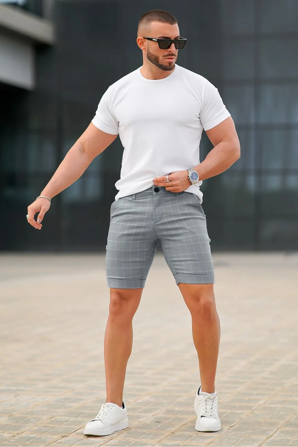 GINGTTO Mens Slim Fit Shorts 9" Inseam Stretch Casual Chino Short Pants