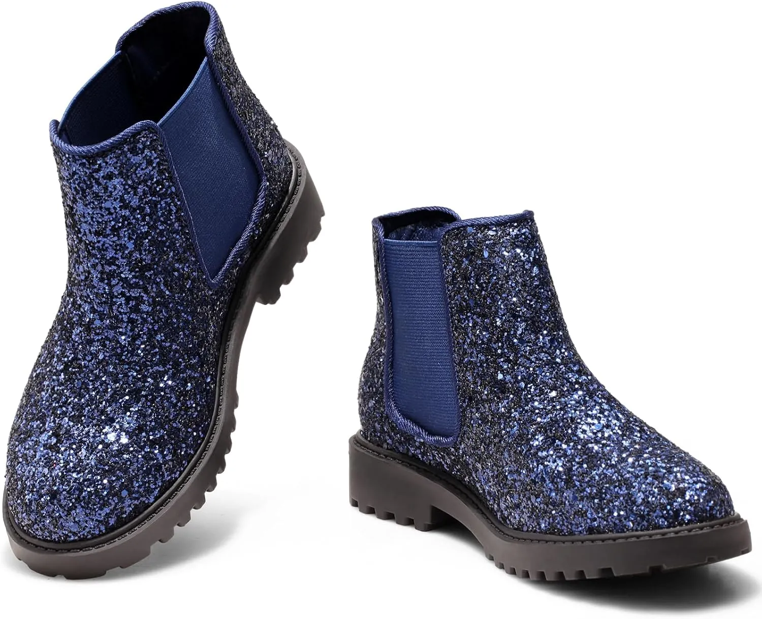 Girls Boots Kids Platform Ankle Boots Glitter Winter Boots For Teen Girls Toddler Boots Elastic Low Heel Girls Booties For Little Kids/Big Kids