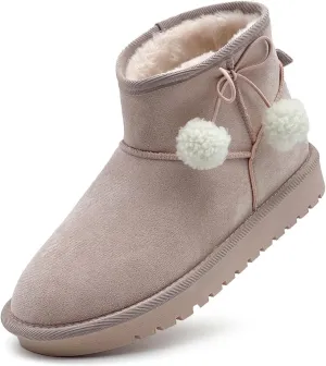 Girls Boots Kids Winter Snow Boots Faux Fur Lined Short Boots Fuzzy Warm Ankle Shoes for Little Big Kids Girls