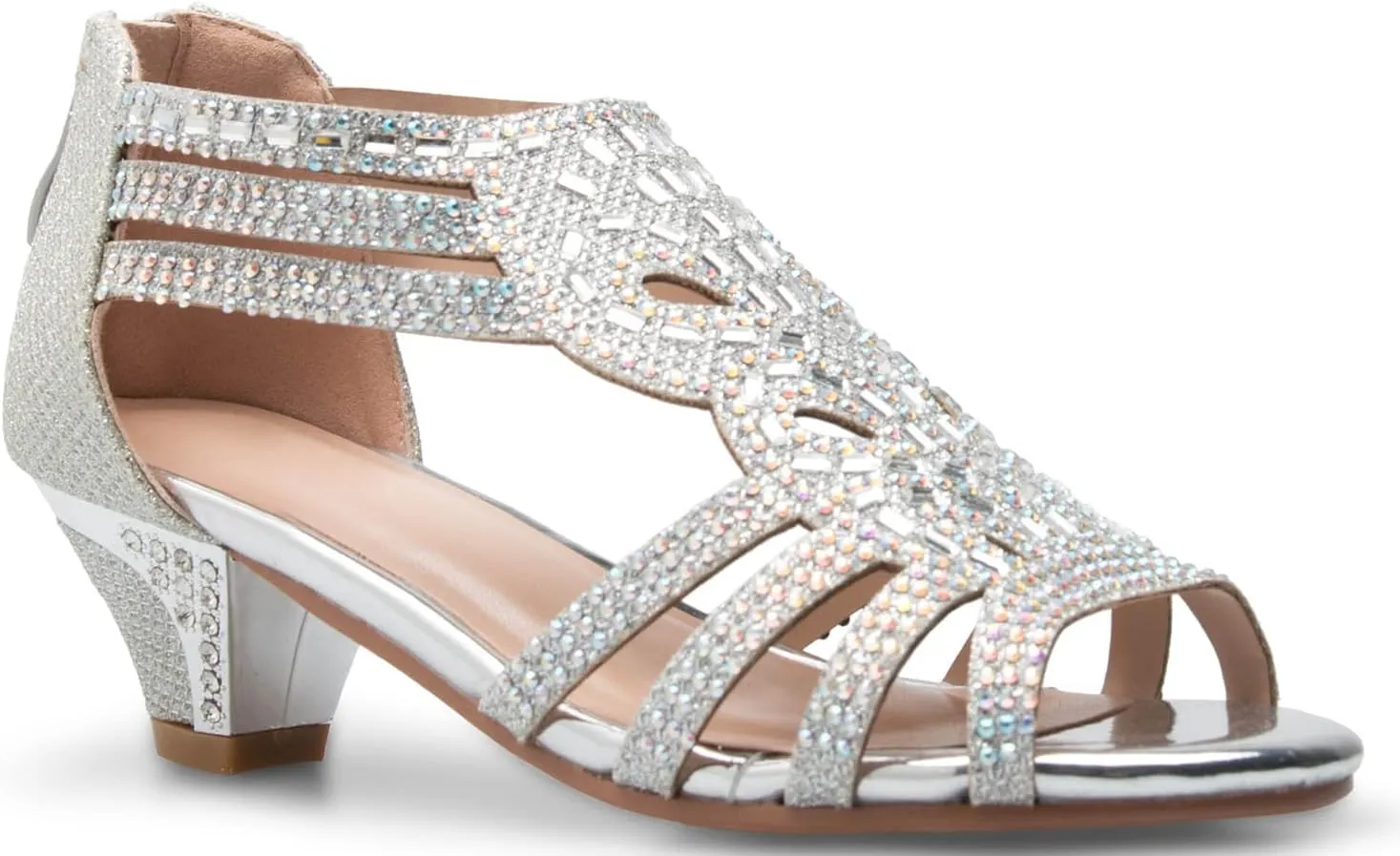 Girl's Cute Adorable Strappy Glitter Open Toe Heel Sandals - Adjustable buckle