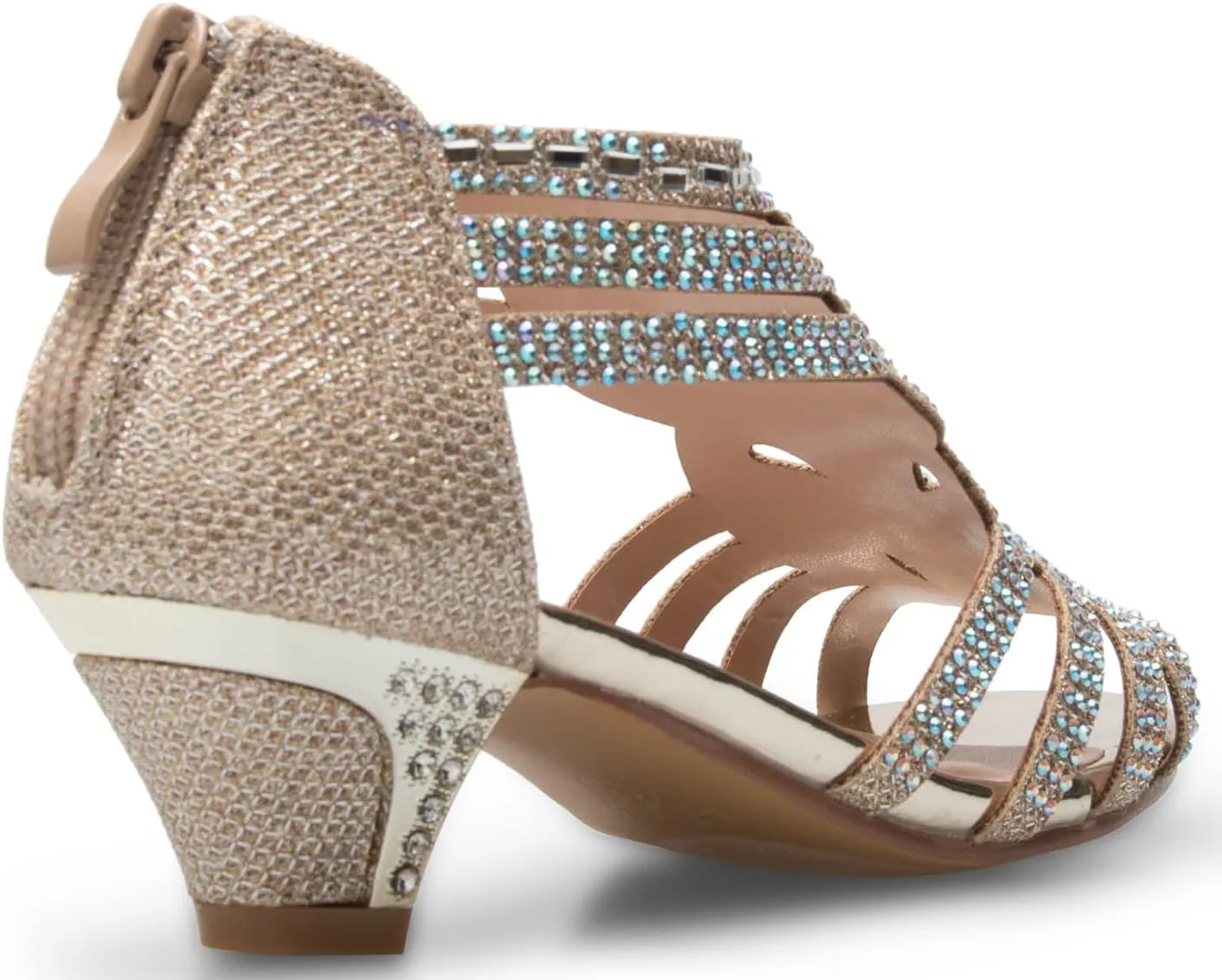 Girl's Cute Adorable Strappy Glitter Open Toe Heel Sandals - Adjustable buckle