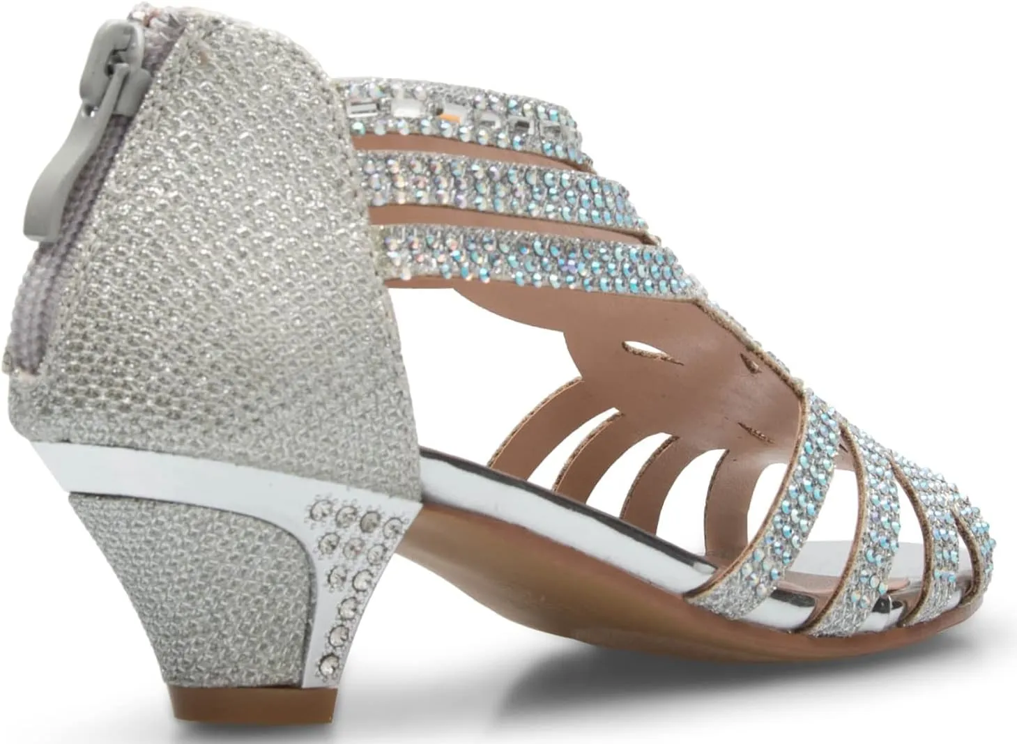 Girl's Cute Adorable Strappy Glitter Open Toe Heel Sandals - Adjustable buckle
