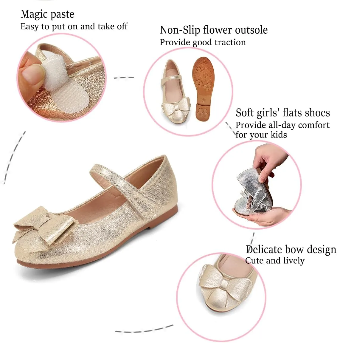 Girls Toddler Dress Shoes Ballet Mary Jane Flats for Baby Little Kids Girl