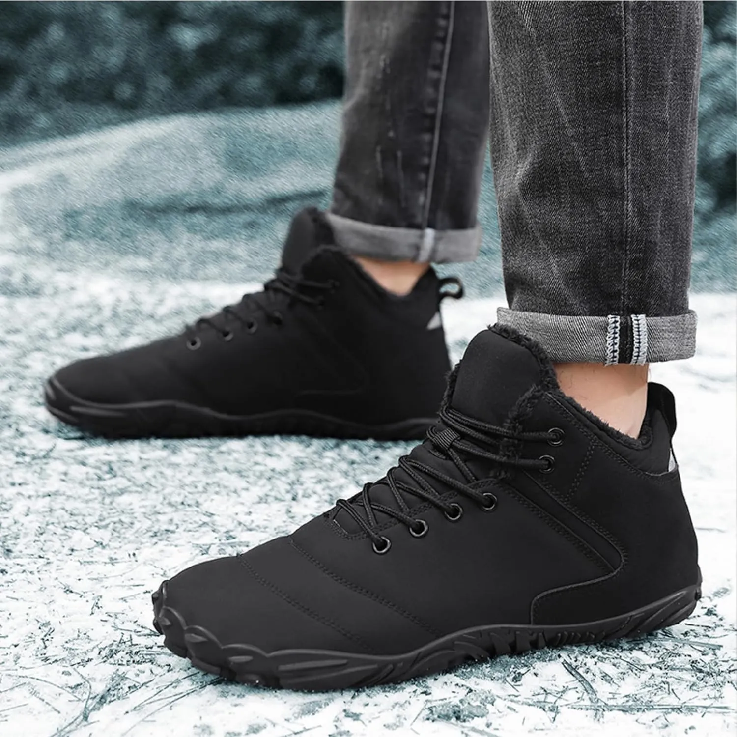 Glacia Barefoot Shoes Winter for Women Men, Wide Toe Box Minimalist Waterproof Hiking Warm Snow Boots Sneakers