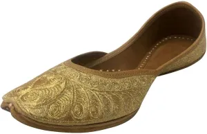 Gold Bridal Flats Wedding Shoes Indian Punjabi Jutti Mojari Designer Shoes