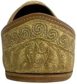 Gold Bridal Flats Wedding Shoes Indian Punjabi Jutti Mojari Designer Shoes