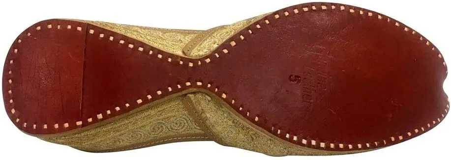 Gold Bridal Flats Wedding Shoes Indian Punjabi Jutti Mojari Designer Shoes