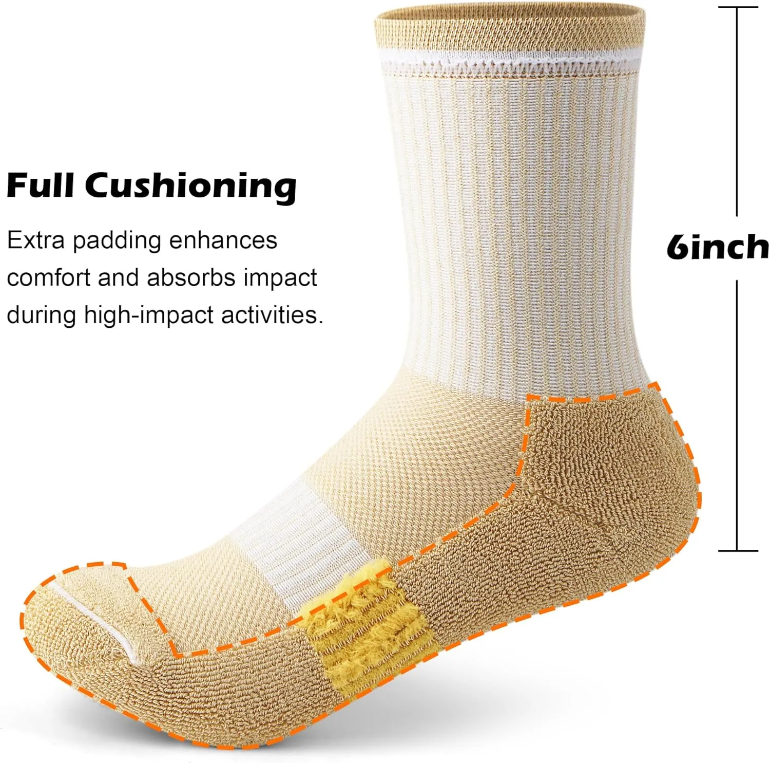 Gonii Crew Socks Women Running Hiking Thick Cushiones Athletic Socks 5-6 Pairs