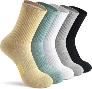 Gonii Crew Socks Women Running Hiking Thick Cushiones Athletic Socks 5-6 Pairs