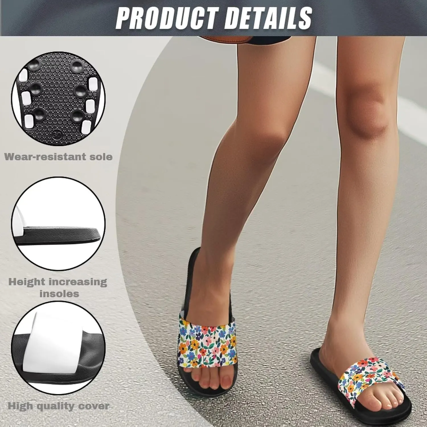 GOSTONG Slippers for Women Slide Sandals Summer Slip on Beach Shoes Womens Non-Slip Shower Slides Bathroom Sandals Size 5-12.5