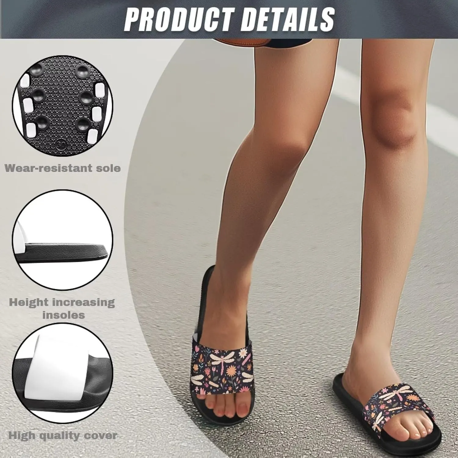 GOSTONG Slippers for Women Slide Sandals Summer Slip on Beach Shoes Womens Non-Slip Shower Slides Bathroom Sandals Size 5-12.5