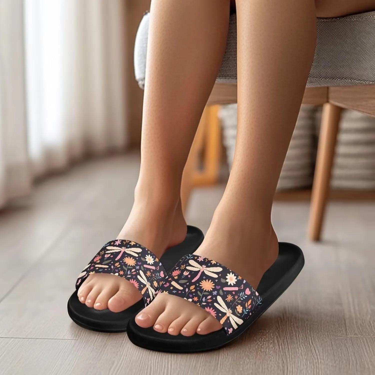 GOSTONG Slippers for Women Slide Sandals Summer Slip on Beach Shoes Womens Non-Slip Shower Slides Bathroom Sandals Size 5-12.5
