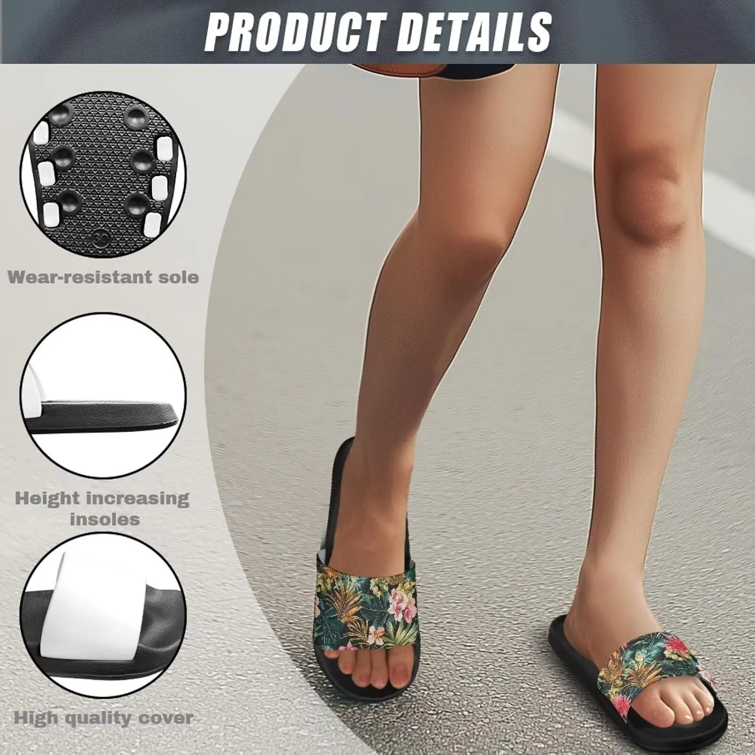 GOSTONG Women's Platform Sandals Lightweight Slip on Slippers Non-Slip Comfort Summer Shower Slides Bathroom Sandals Size 5-12.5
