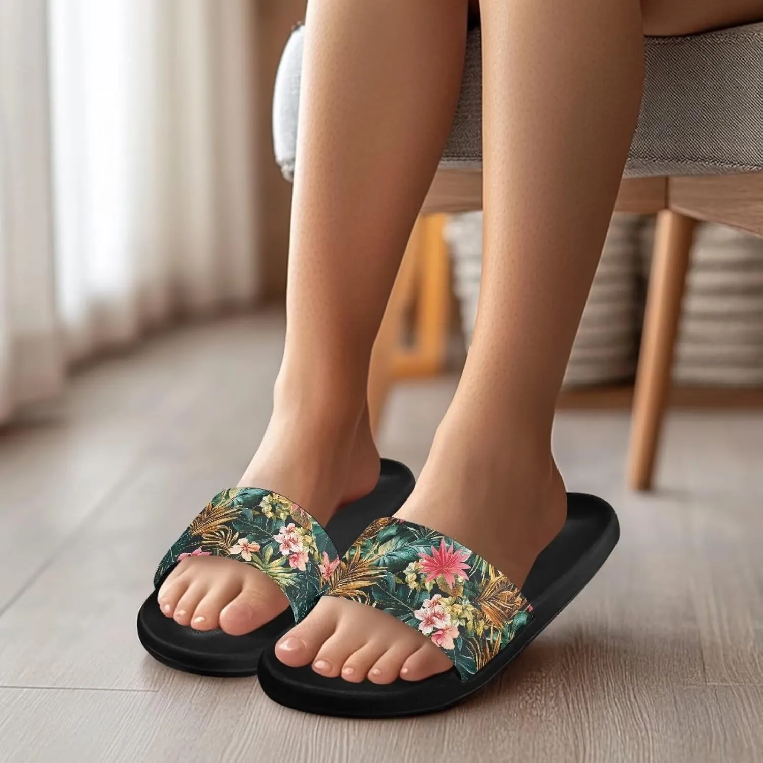 GOSTONG Women's Platform Sandals Lightweight Slip on Slippers Non-Slip Comfort Summer Shower Slides Bathroom Sandals Size 5-12.5